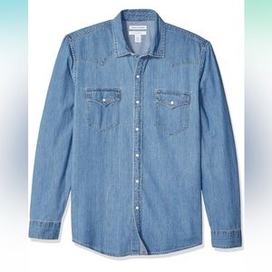 NWT - Amazon - Slim-fit Long-Sleeve Denim Shirt